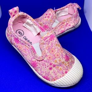 Cat & Jack pink Floral Slip on sneakers -Toddler Girls Size 6
